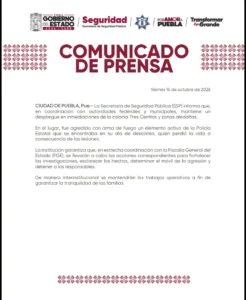 Comunicado SSC Puebla policia asesiando