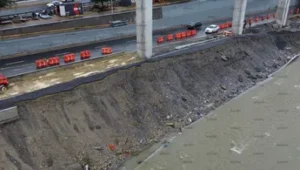 Deslave en obras del Metro de Monterrey: ¿Falla técnica o negligencia? 1 permanecian visibles huellas deslave tierra