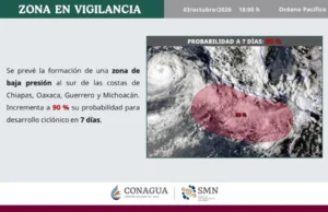 Colapso inminente: clausuran torres en Bahía de Banderas por socavón 2 Alerta por zona de baja presión con alto potencial ciclónico en el Pacífico