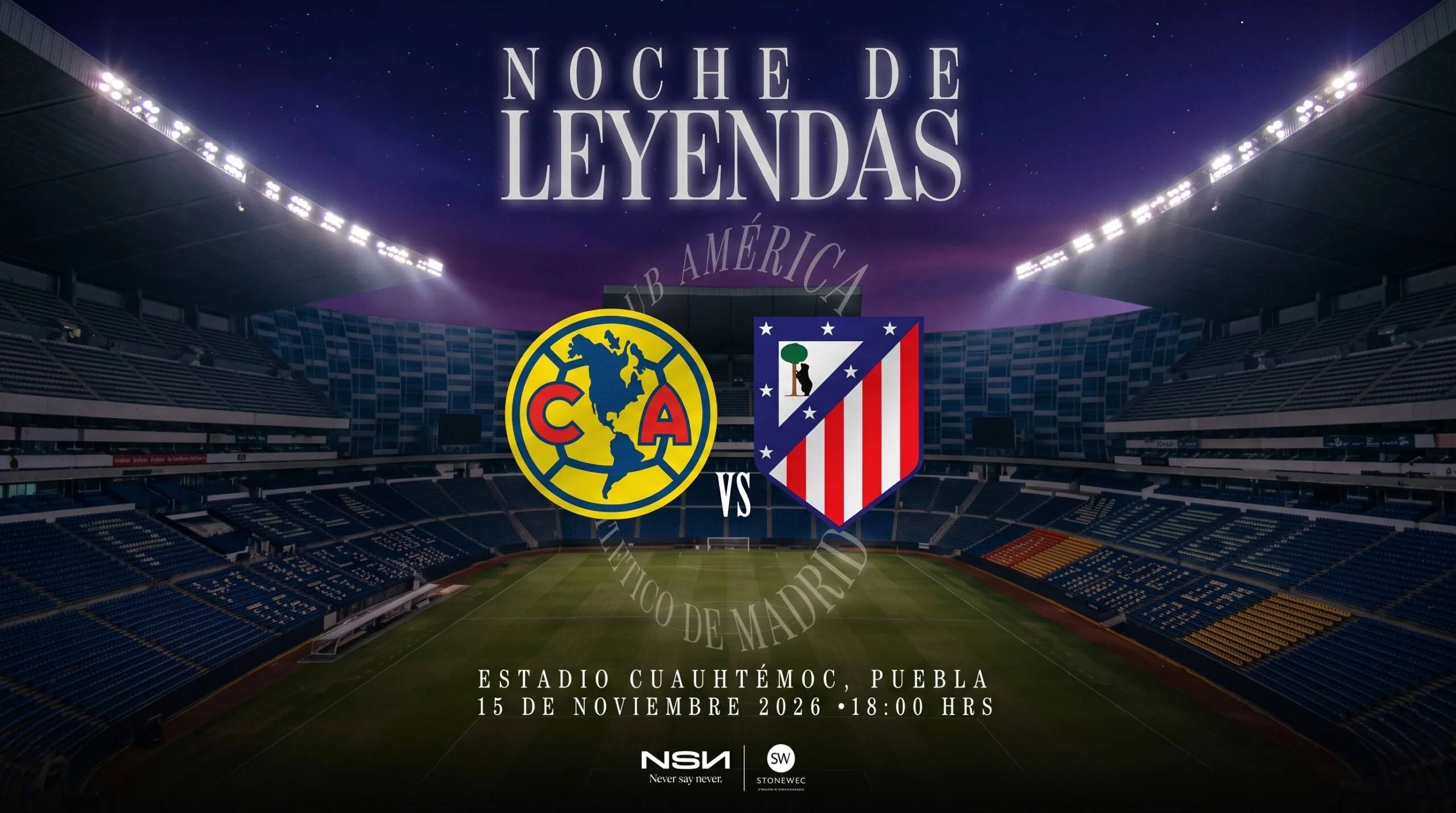 Leyendas del América y Atlético de Madrid se citan en el Estadio Cuauhtémoc