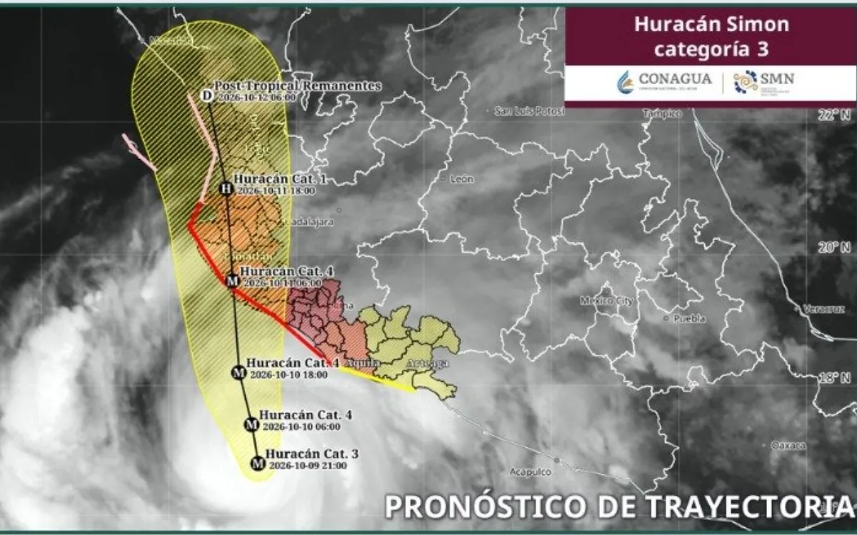 Huracán Simón se intensifica a categoría 3 frente a costas mexicanas