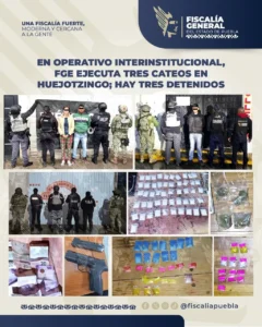 Ejecuta Fiscalía de Puebla tres cateos en Huejotzingo con tres detenidos