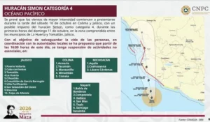 Huracán Simon alcanza categoría 4; activan protocolos de emergencia